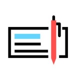 Icon of a check with a pen